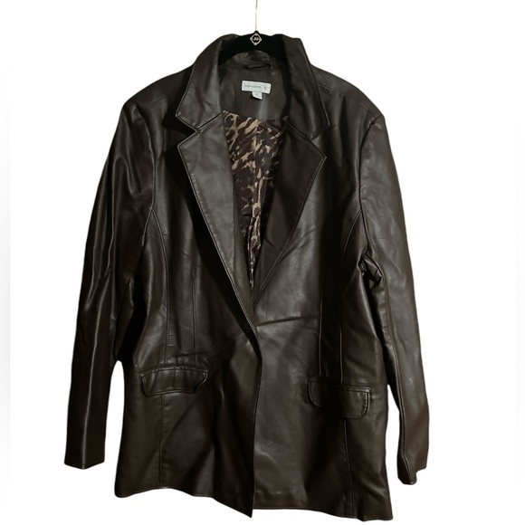 Susan Graver Faux Leather Shawl-Collar Blazer - Picture 1 of 5